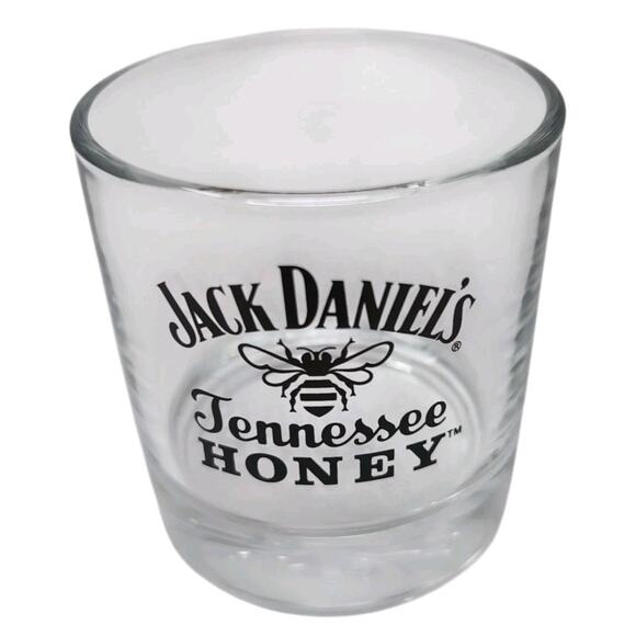 Jack Daniels Tennessee Honey Set of 4 Whiskey Glasses on the Rocks Bee Bottom - Picture 5 of 10